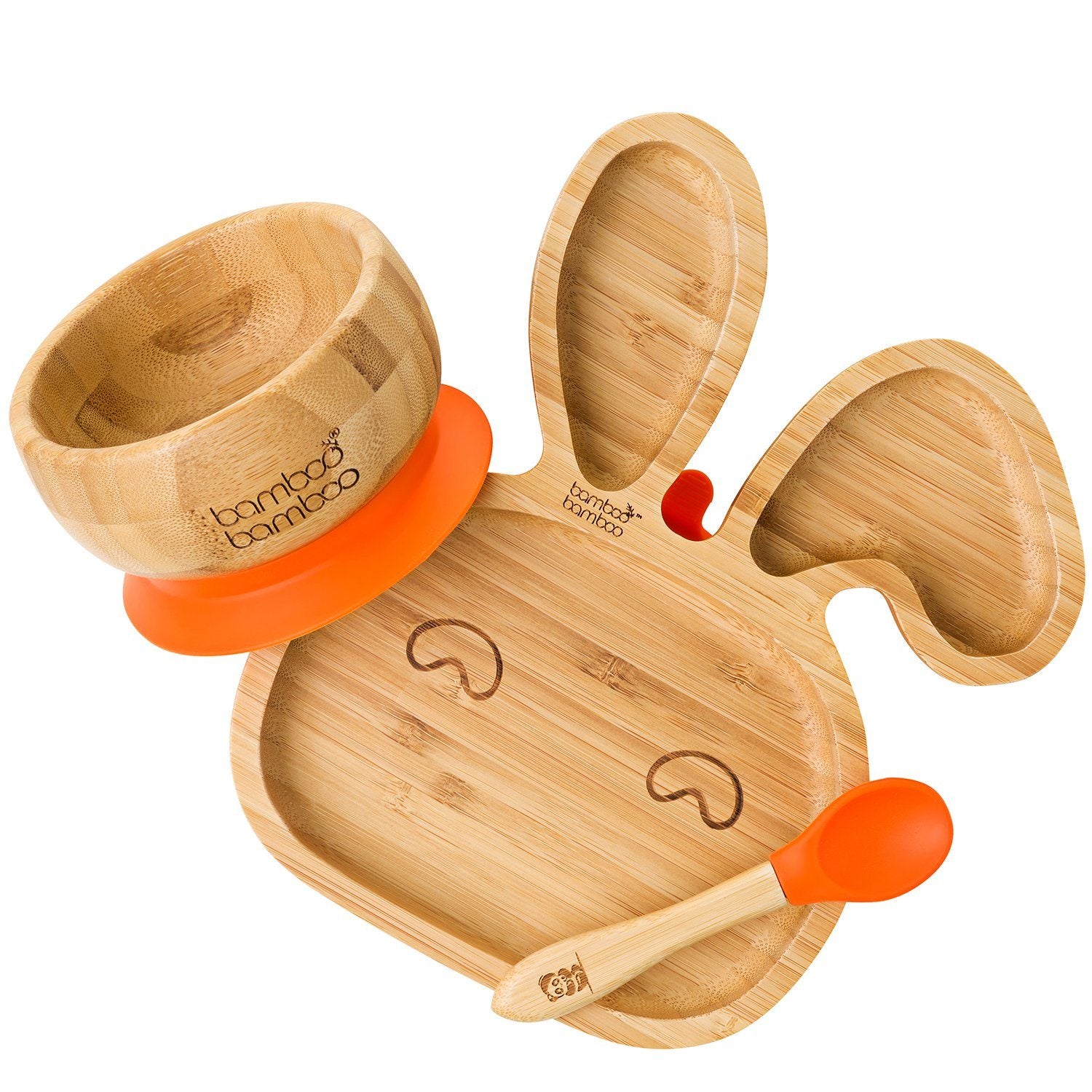 Bunny Plate and Bowl Bundle Gift Set bamboo bamboo Orange