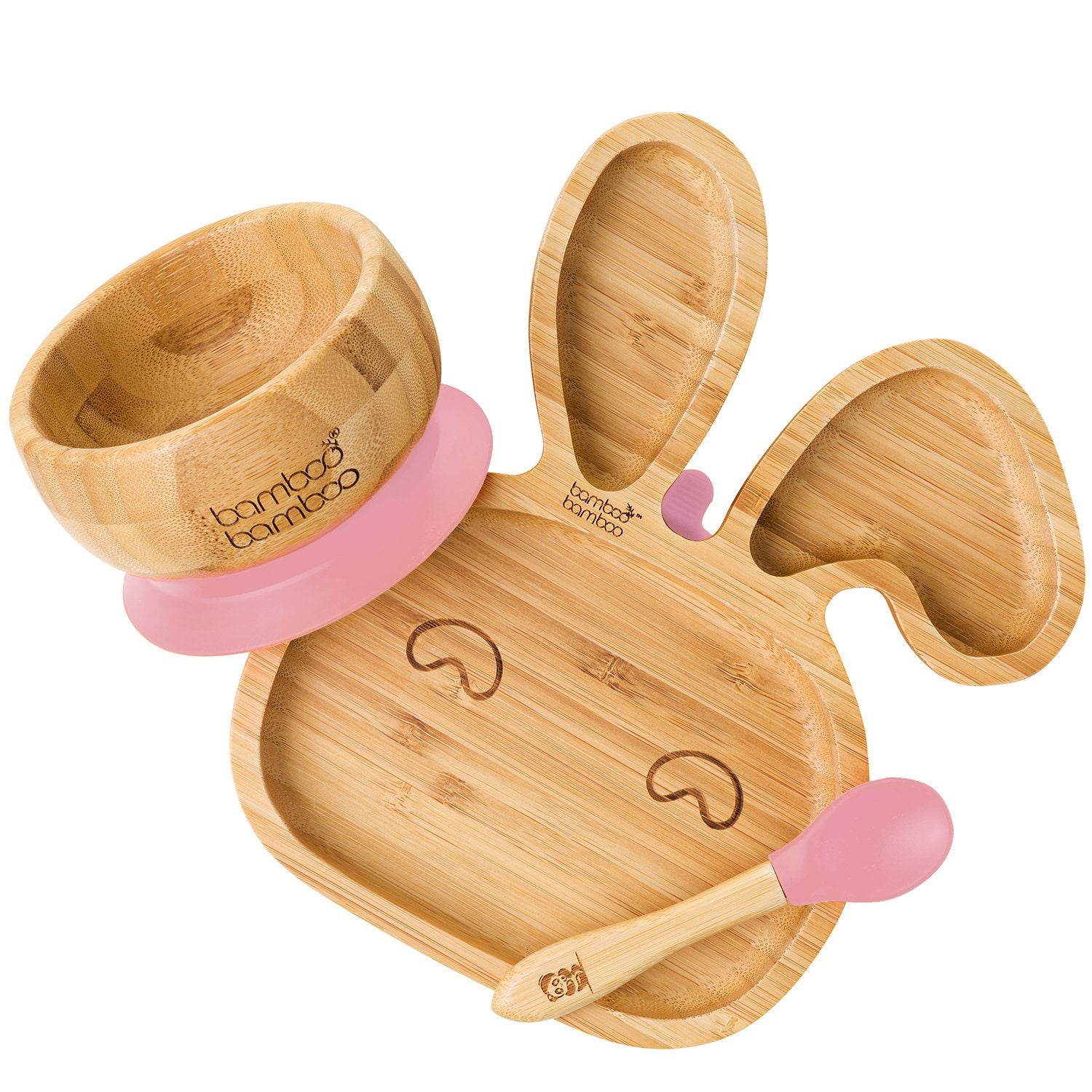 Bunny Plate and Bowl Bundle Gift Set bamboo bamboo