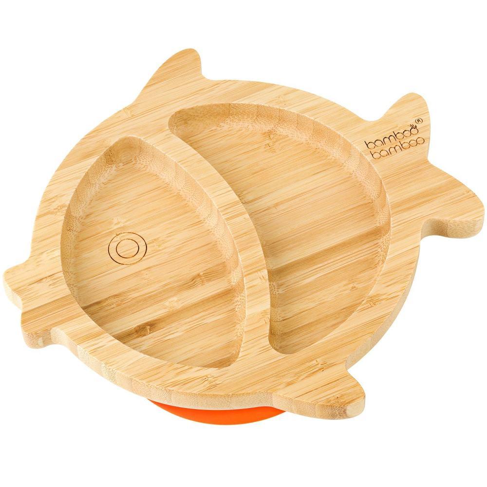 Bamboo Little Fish Suction Plate Baby Product bamboo bamboo Orange