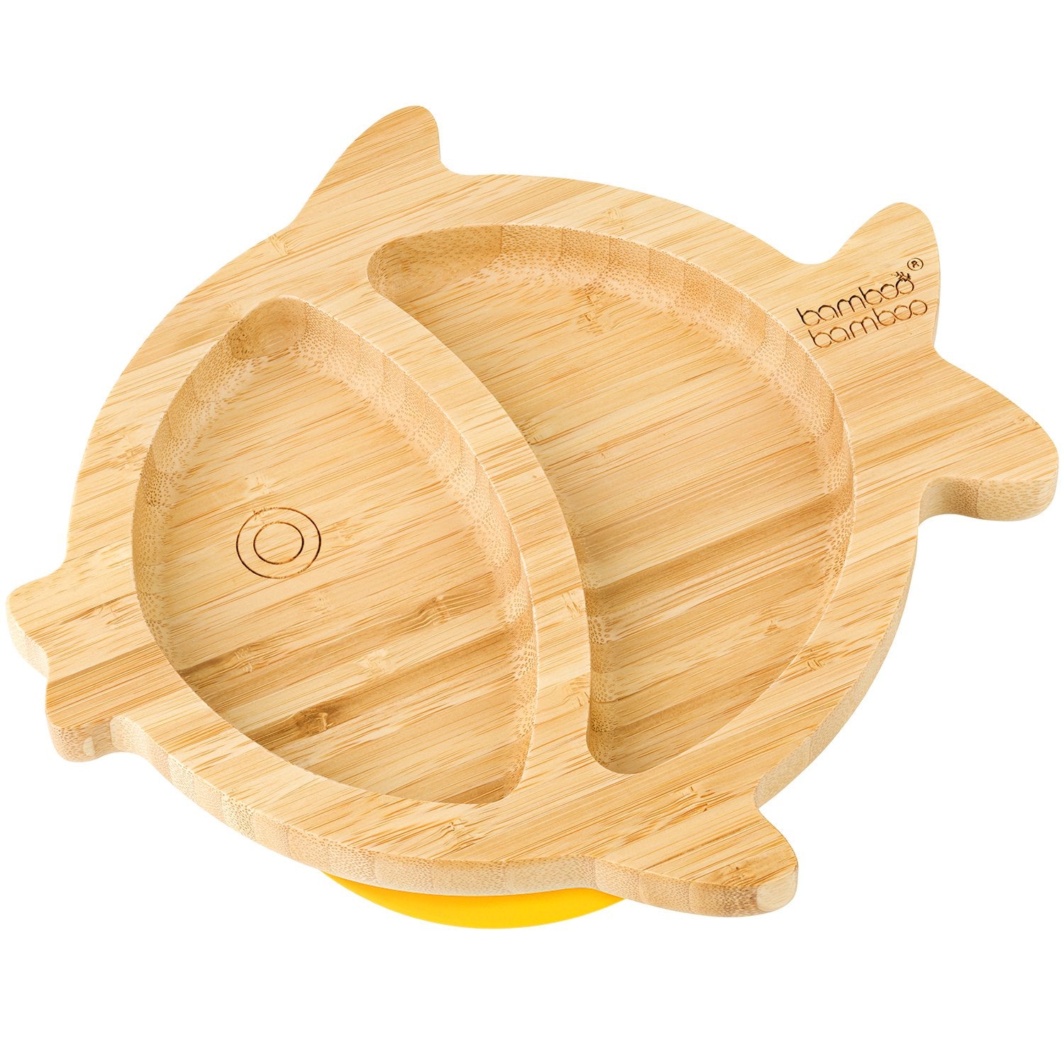 Bamboo Little Fish Suction Plate Baby Product bamboo bamboo Yellow