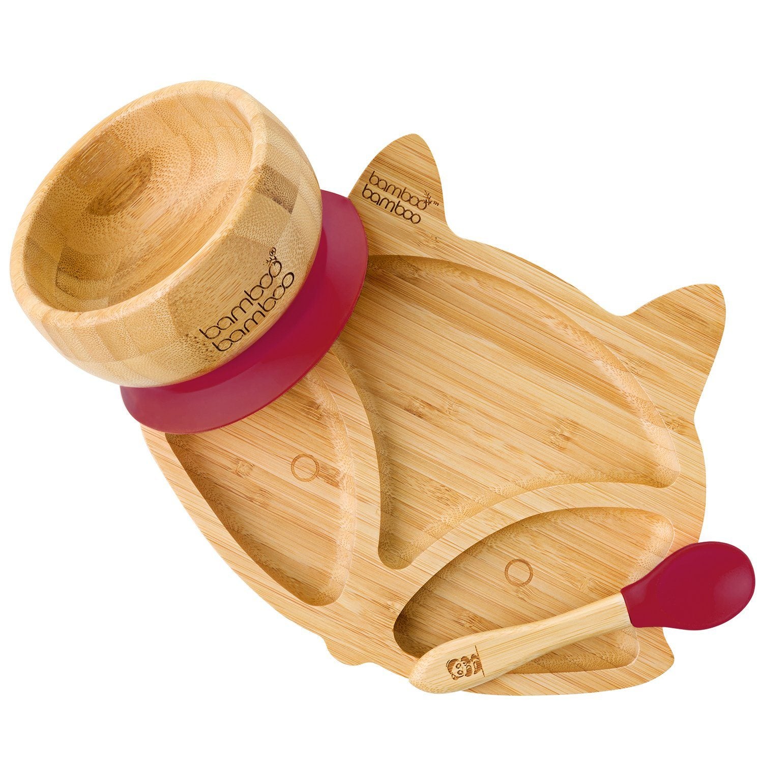 Fox Plate and Bowl Bundle Gift Set bamboo bamboo Cherry