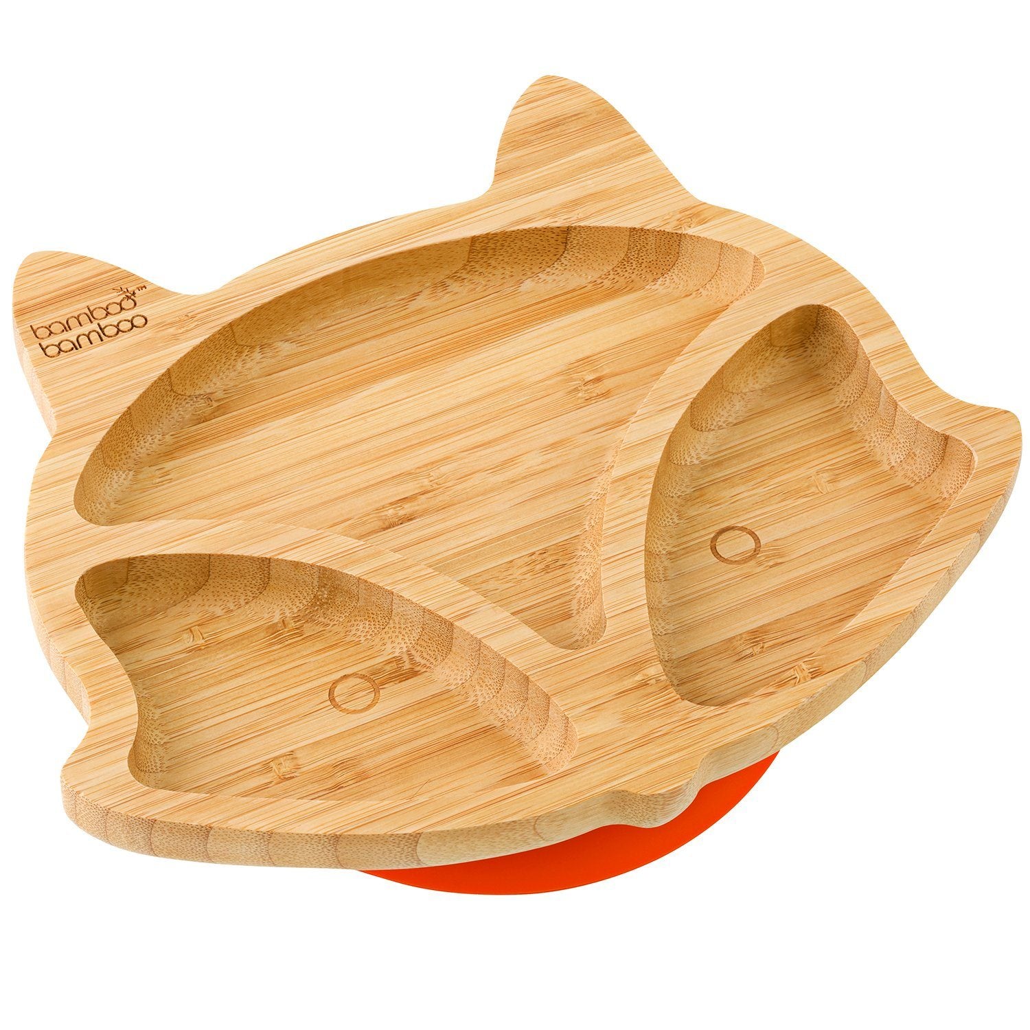 Bamboo Fox Plate Suction Plate Feeding Products bamboo bamboo Orange