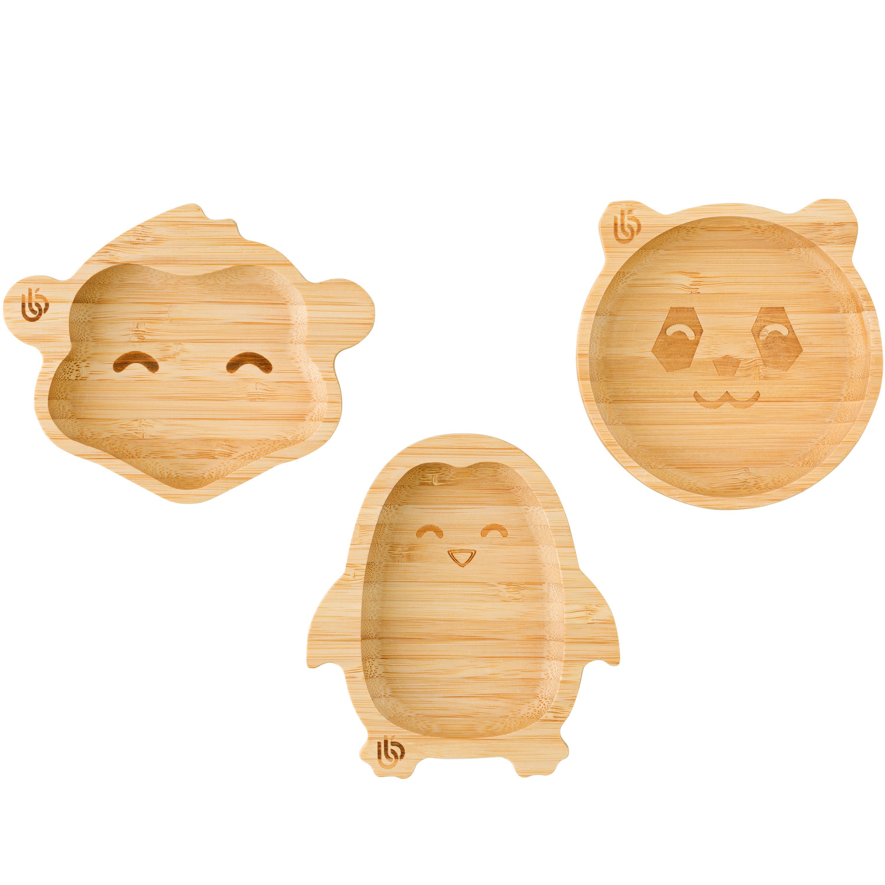 bb Tiny plates bamboo bamboo Monkey, Penguin, Panda