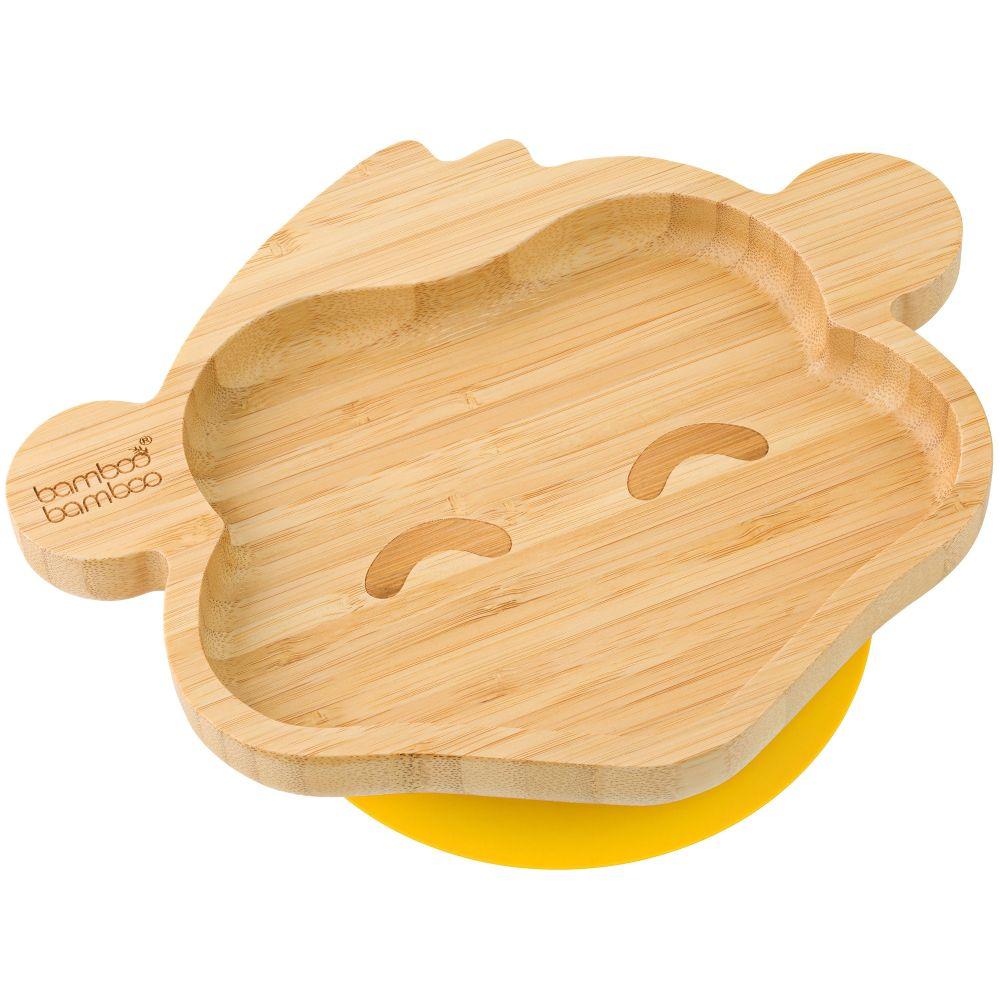 Bamboo Cheeky Monkey Suction Plate Baby Product bamboo bamboo Yellow