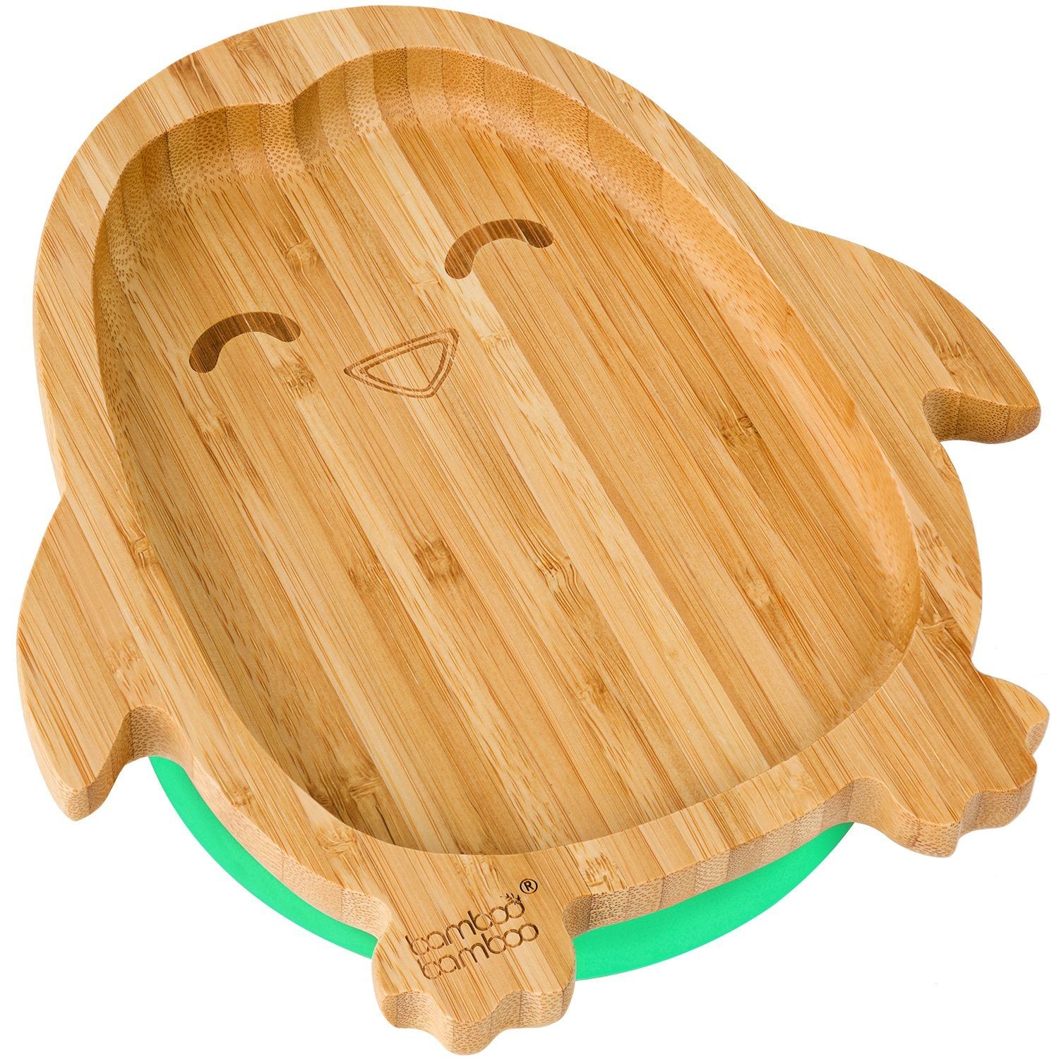 Bamboo Penguin Suction Plate Feeding Products bamboo bamboo Green