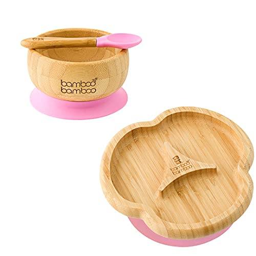 Taste Plate and Bowl Bundle Gift Set bamboo bamboo Pink 